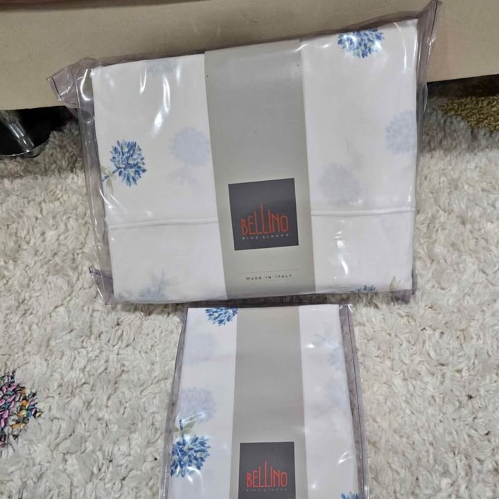 BELLINO King Duvet Cover Set. Jardin White, 100% Egyptian Cotton. ITALY